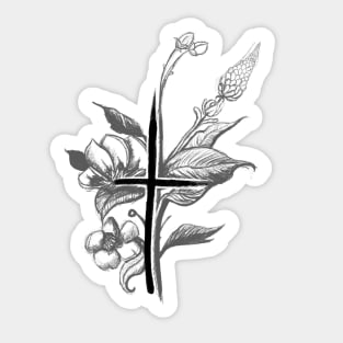 Cross with Flowers Sticker